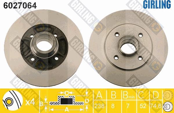 Girling 6027064 - Гальмівний диск autozip.com.ua