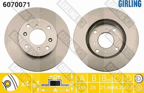 Girling 6070071 - Гальмівний диск autozip.com.ua