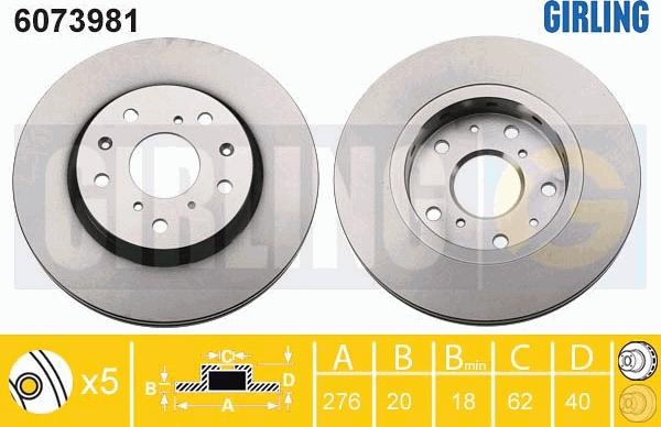 Girling 6073981 - Гальмівний диск autozip.com.ua