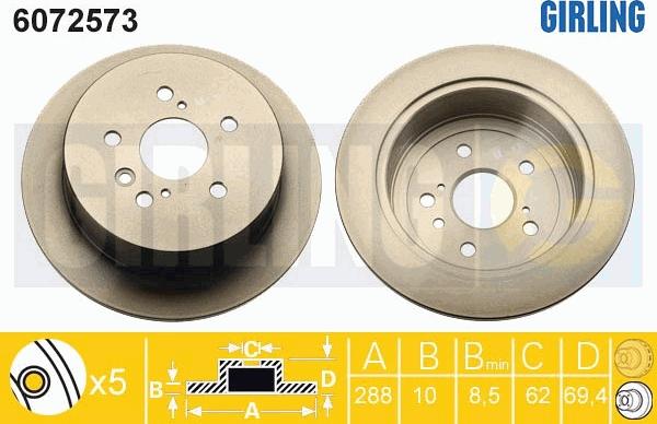 Girling 6072573 - Гальмівний диск autozip.com.ua