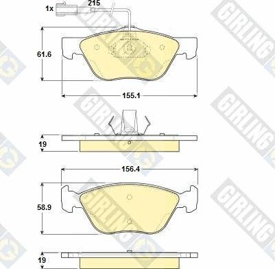 Girling 6114452 - Гальмівні колодки, дискові гальма autozip.com.ua