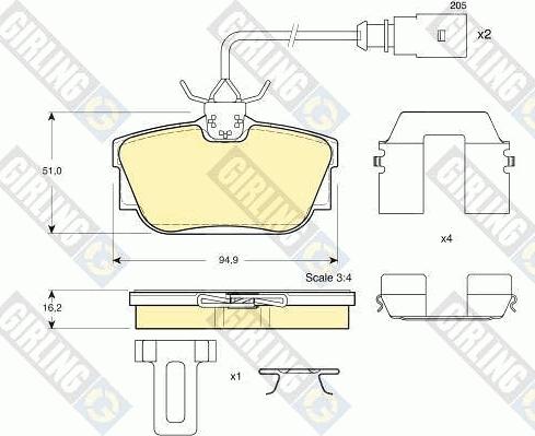 Girling 6113261 - Гальмівні колодки, дискові гальма autozip.com.ua