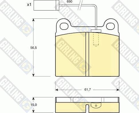 Girling 6112522 - Гальмівні колодки, дискові гальма autozip.com.ua