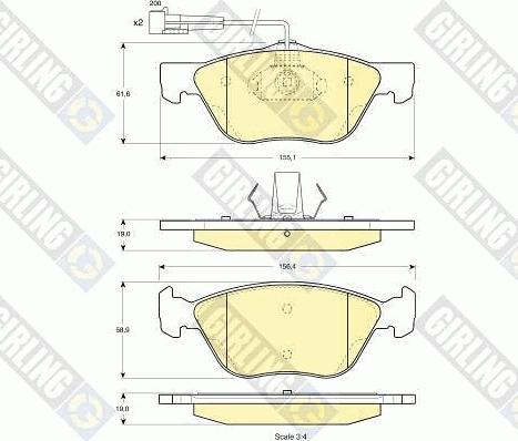 Girling 6112122 - Гальмівні колодки, дискові гальма autozip.com.ua