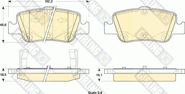 Girling 6134804 - Гальмівні колодки, дискові гальма autozip.com.ua