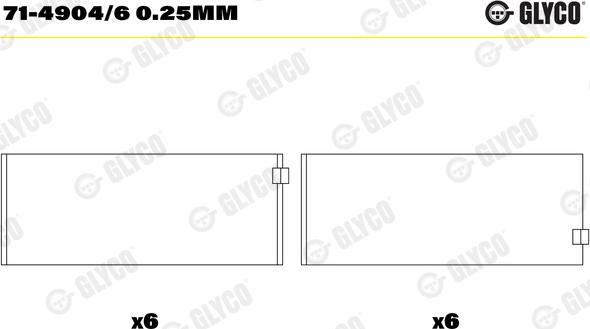 Glyco 71-4904/6 0.25mm - Шатуни підшипник autozip.com.ua