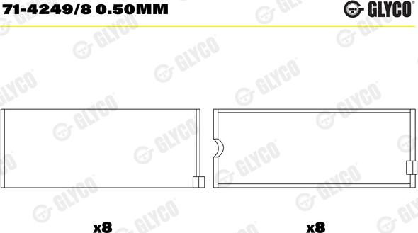 Glyco 71-4249/8 0.50mm - Шатунний підшипник autozip.com.ua