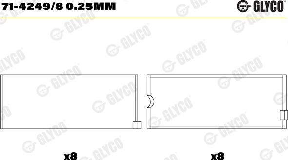 Glyco 71-4249/8 0.25mm - Шатунний підшипник autozip.com.ua