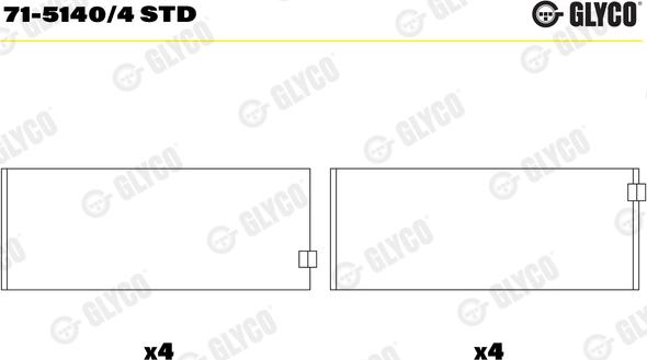 Glyco 71-5140/4 STD - Шатуни підшипник autozip.com.ua