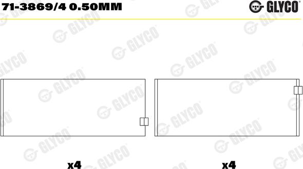 Glyco 71-3869/4 0.50MM - Шатуни підшипник autozip.com.ua