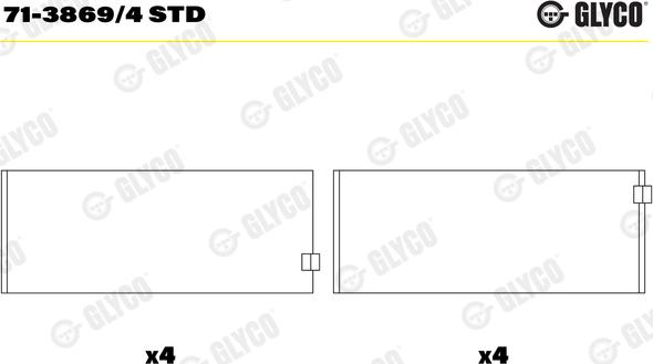 Glyco 71-3869/4 STD - Шатуни підшипник autozip.com.ua