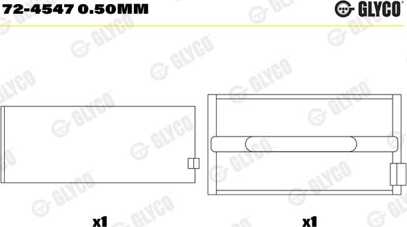 Glyco 72-4547 0.50mm - Підшипник коленвала autozip.com.ua