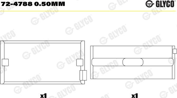 Glyco 72-4788 0.50mm - Підшипник коленвала autozip.com.ua