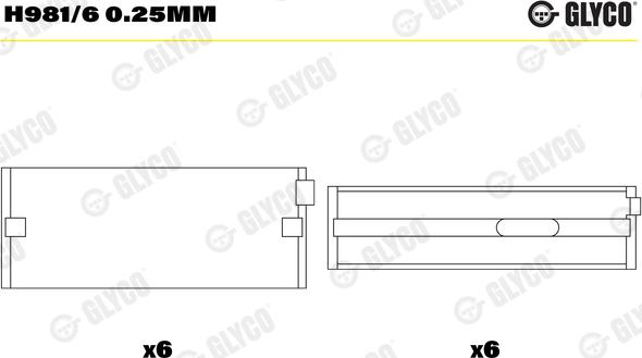 Glyco H981/6 0.25mm - Підшипник коленвала autozip.com.ua