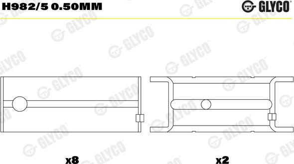 Glyco H982/5 0.50mm - Підшипник коленвала autozip.com.ua