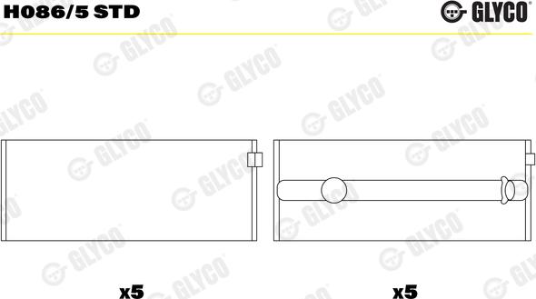 Glyco H086/5 STD - Підшипник коленвала autozip.com.ua