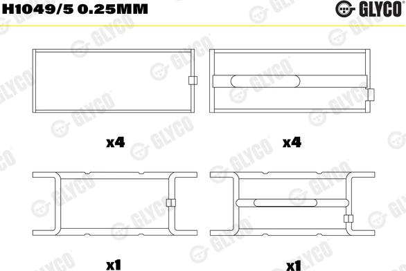 Glyco H1049/5 0.25mm - Підшипник коленвала autozip.com.ua