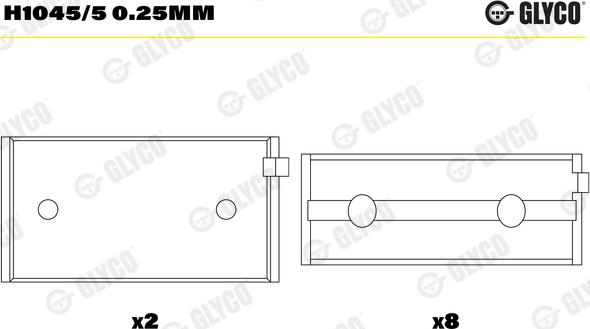 Glyco H1045/5 0.25mm - Підшипник коленвала autozip.com.ua