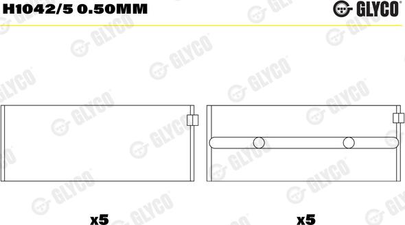 Glyco H1042/5 0.50mm - Підшипник коленвала autozip.com.ua