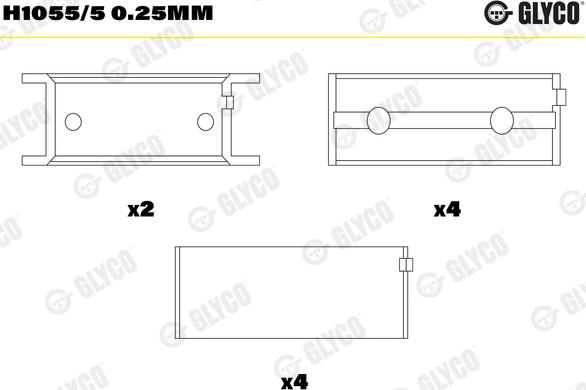 Glyco H1055/5 0.25mm - Підшипник коленвала autozip.com.ua