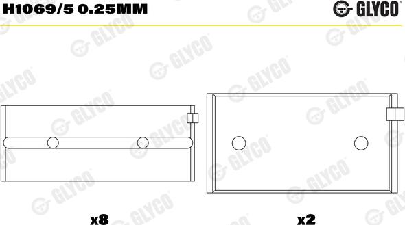 Glyco H1069/5 0.25mm - Підшипник коленвала autozip.com.ua