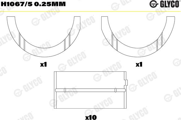 Glyco H1067/5 0.25mm - Підшипник коленвала autozip.com.ua