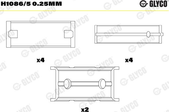 Glyco H1086/5 0.25mm - Підшипник коленвала autozip.com.ua