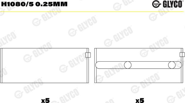 Glyco H1080/5 0.25mm - Підшипник коленвала autozip.com.ua