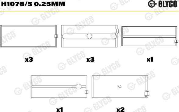 Glyco H1076/5 0.25mm - Підшипник коленвала autozip.com.ua