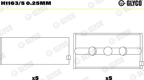 Glyco H1163/5 0.25mm - Підшипник коленвала autozip.com.ua