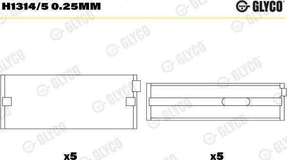 Glyco H1314/5 0.25MM - Підшипник коленвала autozip.com.ua