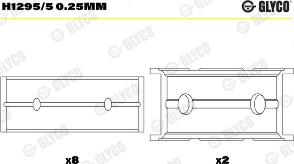 Glyco H1295/5 0.25MM - Підшипник коленвала autozip.com.ua