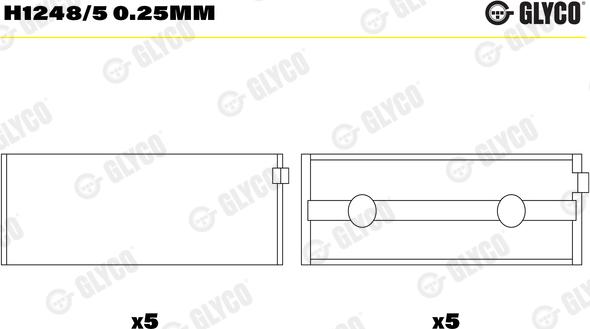 Glyco H1248/5 0.25mm - Підшипник коленвала autozip.com.ua