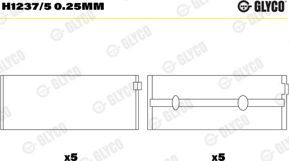 Glyco H1237/5 0.25mm - Підшипник коленвала autozip.com.ua