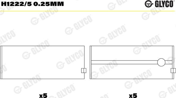 Glyco H1222/5 0.25mm - Підшипник коленвала autozip.com.ua