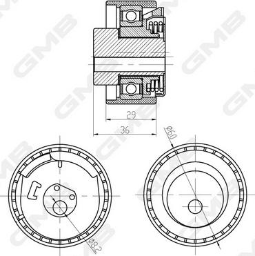 GMB GTB0470 - Натяжний ролик, ремінь ГРМ autozip.com.ua