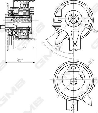 GMB GTB0100 - Натяжний ролик, ремінь ГРМ autozip.com.ua