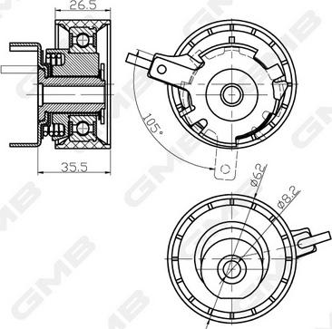 GMB GTB0380 - Натяжний ролик, ремінь ГРМ autozip.com.ua