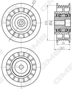 GMB GTC0550 - Паразитний / Провідний ролик, зубчастий ремінь autozip.com.ua