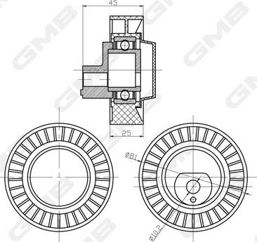 GMB GTC0500 - Паразитний / Провідний ролик, зубчастий ремінь autozip.com.ua