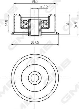 GMB GTC1290 - Паразитний / Провідний ролик, зубчастий ремінь autozip.com.ua