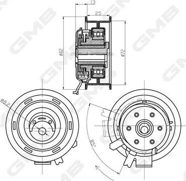 GMB GTB0150 - Натяжний ролик, ремінь ГРМ autozip.com.ua