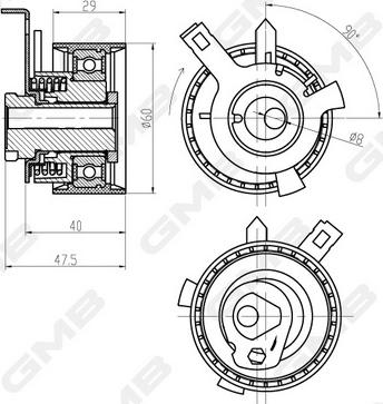 GMB GTB0290 - Натяжний ролик, ремінь ГРМ autozip.com.ua