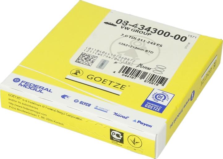 Goetze 08-434300-00 - Комплект поршневих кілець autozip.com.ua