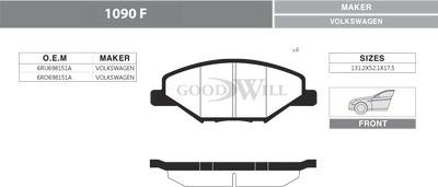 GoodWill 1090 F - Гальмівні колодки, дискові гальма autozip.com.ua