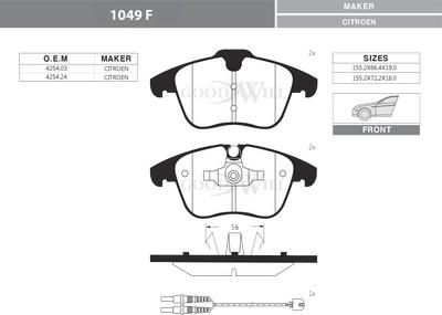 GoodWill 1049 F - Гальмівні колодки, дискові гальма autozip.com.ua