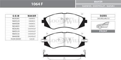 GoodWill 1064 F - Гальмівні колодки, дискові гальма autozip.com.ua