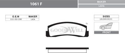 GoodWill 1061 F - Гальмівні колодки, дискові гальма autozip.com.ua