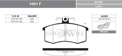 GoodWill 1001 F - Гальмівні колодки, дискові гальма autozip.com.ua