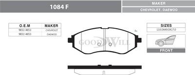 GoodWill 1084 F - Гальмівні колодки, дискові гальма autozip.com.ua